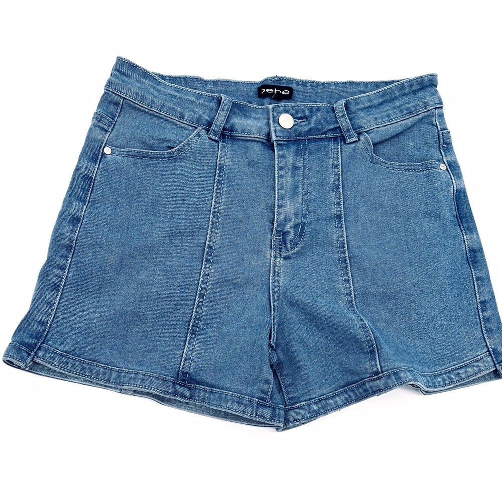 bebe Denim Shorts Womens 27 Blue High Rise 5-Pocket Button Med Wash 3 In